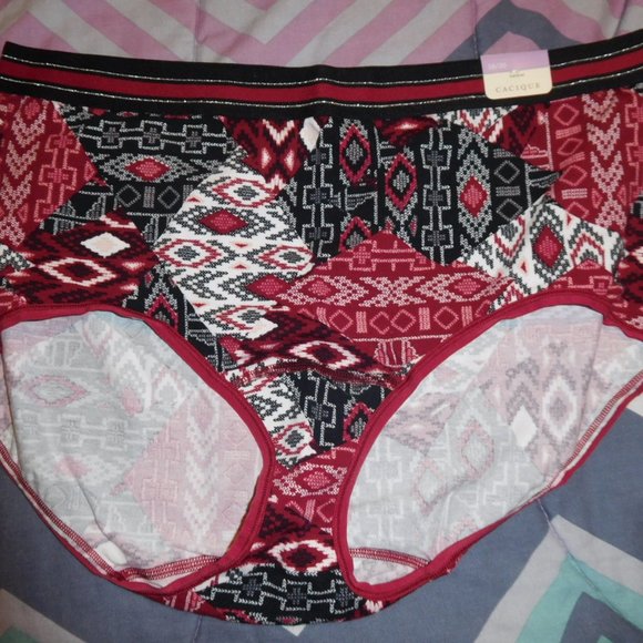Cacique Intimates & Sleepwear Nwt 82 Cacique Full Brief Cotton Blend Wide Band Red Black
